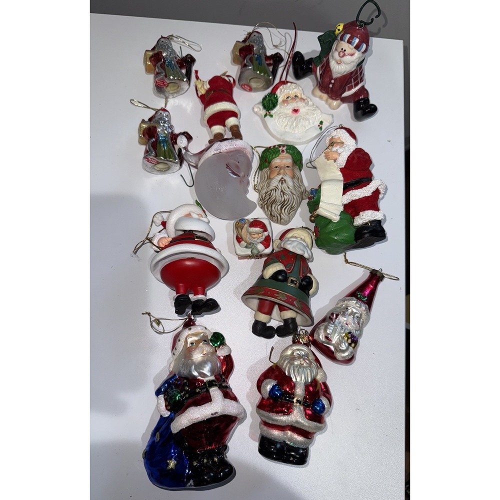 Lot of 15 Christmas Tree Ornaments Small &‎ Large Santa Claus VTG G